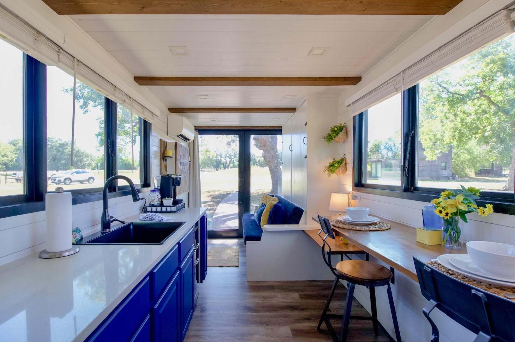 Elegant Container Tiny House Yellow & Blue Holiday home Waco