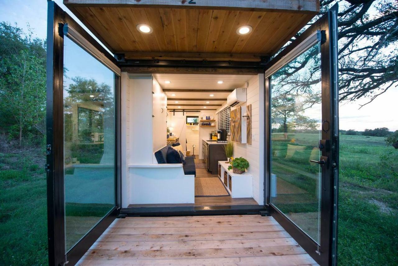 Elegant Container Tiny House Yellow & Blue Holiday home Waco